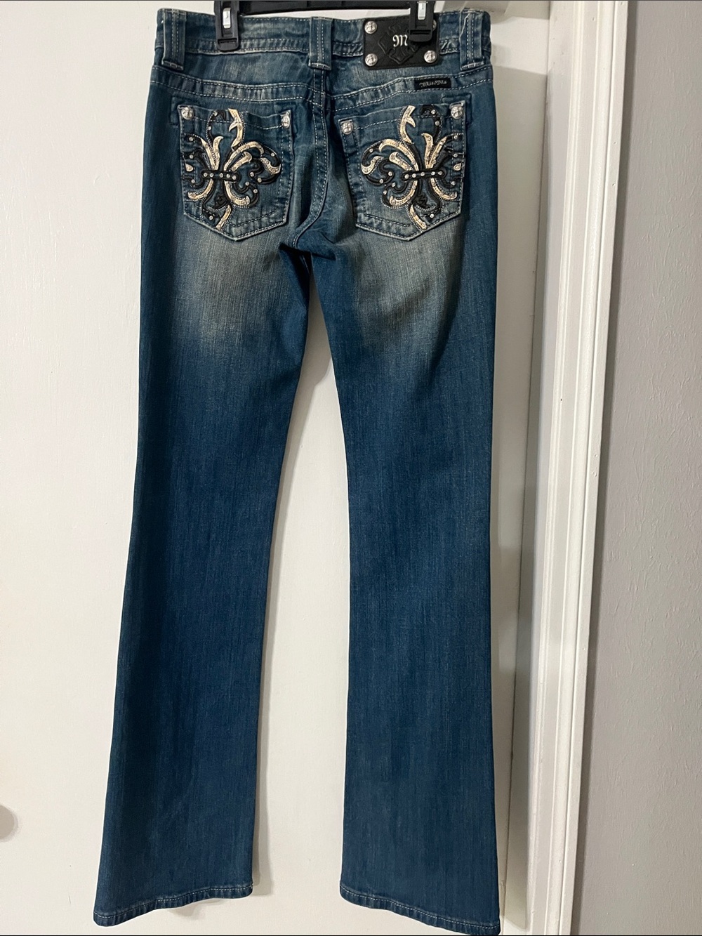 Miss Me Dark Denim Flare Jeans with Embellished Back Pockets